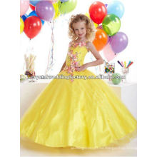 Appliqued rebordeado vestido de bola amarillo por encargo de las niñas de los vestidos CWFaf4802